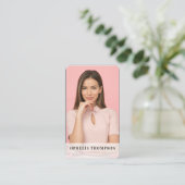 Girly Black Pink Typografy Script QR Code Visitenkarte (Stehend Vorderseite)