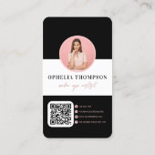 Girly Black Pink Typografy Script QR Code Visitenkarte (Rückseite)
