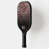 Girly Black Rose Gold Leopard Ombre Monogram Pickleball Schläger (Links)
