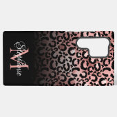 Girly Black Rose Gold Leopard Ombre Monogram Samsung Galaxy Hülle (Rückseite (Horizontal))