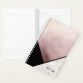 Girly Black & Rose Gold Marmor Abstrakt Monogram Planer (Anzeige)