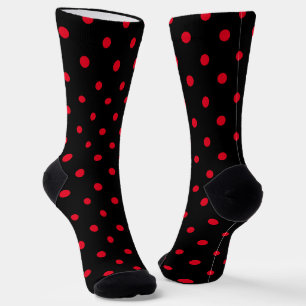 Girly Black und Bright Red Polka Dot Socken