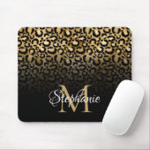 Girly Black und Gold Leopard Ombre Monogram Mousepad (Mit Mouse)