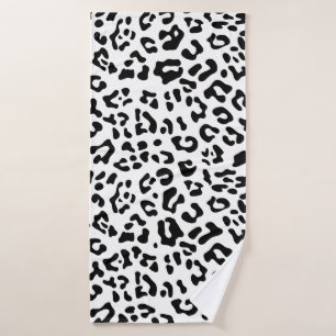 Girly Black und White Leopard Spot Badehandtuch