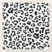 Girly Black und White Leopard Spot Glasuntersetzer (Vorderseite)