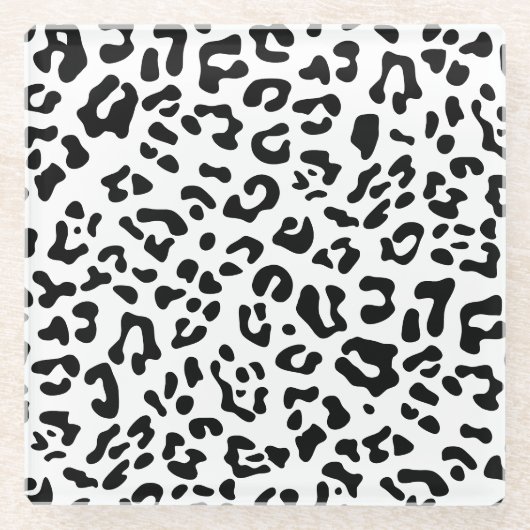 Girly Black und White Leopard Spot Glasuntersetzer (Vorderseite)