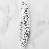 Girly Black und White Leopard Spot Kellnermesser (Vorderseite)