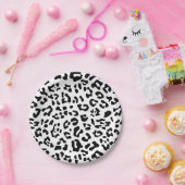 Girly Black und White Leopard Spot Pappteller (Party)