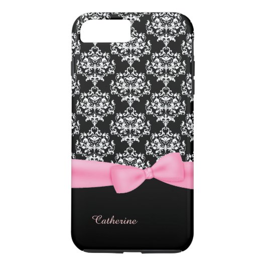 Girly Black & White Damask iPhone 7 Plus Gehäuse Case-Mate iPhone Hülle (Rückseite)