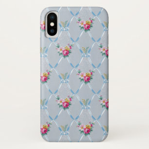 Girly Blau beugt hübsche rosa Rosen-Blumenmuster Case-Mate iPhone Hülle