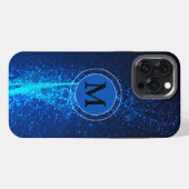 Girly Blau Funkelnde Monogramm iPhone Hülle (Rückseite (Horizontal))