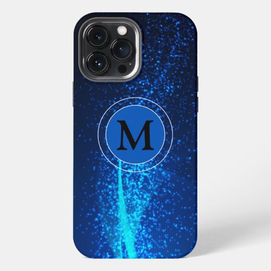 Girly Blau Funkelnde Monogramm iPhone Hülle (Rückseite)