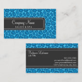 Girly blaue Leopard-Salon-Visitenkarten Visitenkarte (Vorne/Hinten)