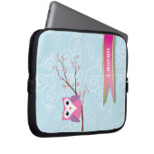 Girly blaue wunderliche Eulen-Laptop-Hülse Laptopschutzhülle (Vorne Rechts)