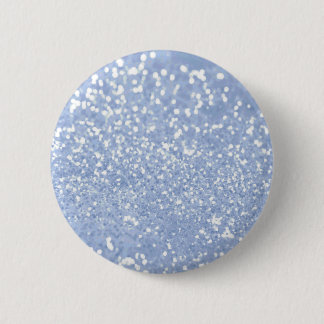 Girly blauer weißer abstrakter Glitzer-Foto-Druck Button