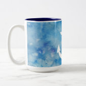 Girly blaues weißes Aquarell-Seeanker Zweifarbige Tasse (Links)