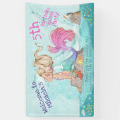 Girly Blonde Turquoise Pink Mermaid Birthday Banner (Vertikal)