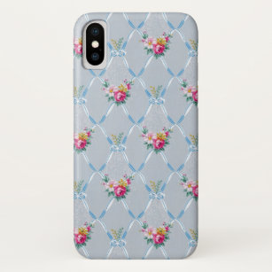 Girly Blue Bows Hübsch rosa Rose Blumenmuster Case-Mate iPhone Hülle