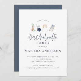 Girly Blue Drink Junggeselinnen-Abschied modern un Ankündigung