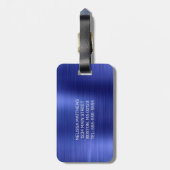 Girly Blue Dripping Glitzer Brush Metal Monogram Gepäckanhänger (Rückseite vertikal)