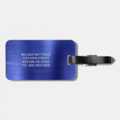 Girly Blue Dripping Glitzer Brush Metal Monogram Gepäckanhänger (Rückseite horizontal)