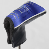 Girly Blue Dripping Glitzer Brush Metal Monogram Golf Headcover (3/4 Vorderseite)