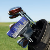 Girly Blue Dripping Glitzer Brush Metal Monogram Golf Headcover (In Situ)