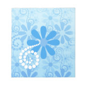 Girly Blue Floral Retro Blume Notizblock (Vorderseite)