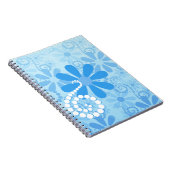 Girly Blue Floral Retro Blume Notizblock (Rechte Seite)