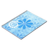 Girly Blue Floral Retro Blume Notizblock (Linke Seite)