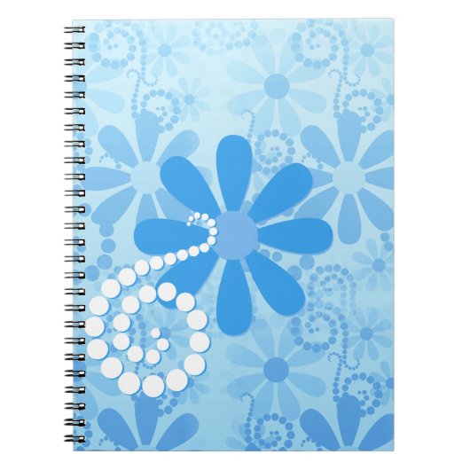 Girly Blue Floral Retro Blume Notizblock (Vorderseite)