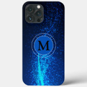 Girly Blue Funkelnd Monogram Case-Mate iPhone Hülle (Rückseite)