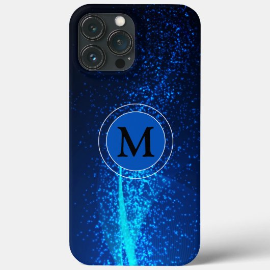Girly Blue Funkelnd Monogram Case-Mate iPhone Hülle (Rückseite)