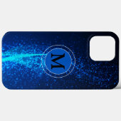 Girly Blue Funkelnd Monogram Case-Mate iPhone Hülle (Rückseite (Horizontal))