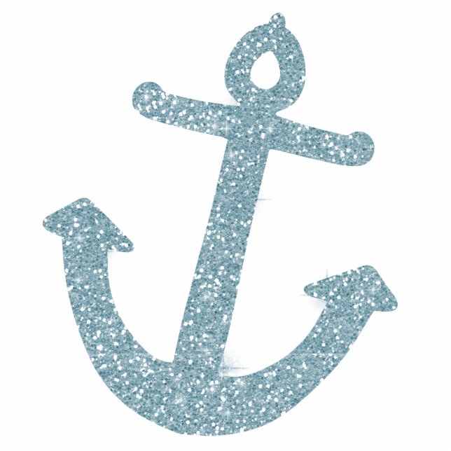 Girly Blue Glitzer Anchor Freistehende Fotoskulptur (Vorne)