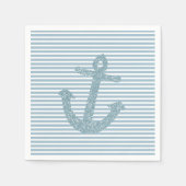 Girly Blue Glitzer Anchor Serviette (Vorderseite)