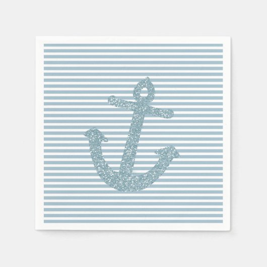 Girly Blue Glitzer Anchor Serviette (Vorderseite)