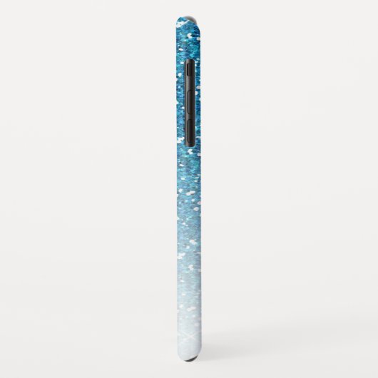Girly Blue Glitzer Glitzern Monogram Script Name Case-Mate iPhone Hülle (Hinten/Links)