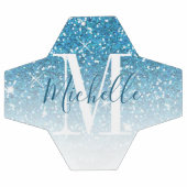 Girly Blue Glitzer Glitzern Monogram Script Name Fußball (Flach)