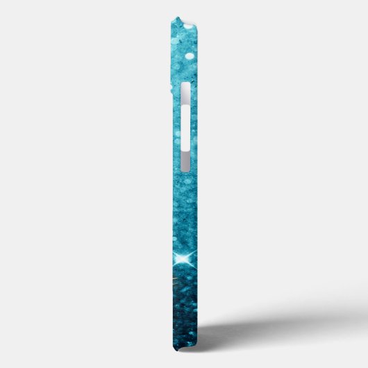 Girly Blue Glitzer n Gold Pinselstriche Name Case-Mate iPhone Hülle (Rückseite / Links)