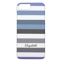 Girly Blue Gray weiträumige horizontale Streifen m