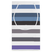 Girly Blue Gray weiträumige horizontale Streifen m Kleine Geschenktüte (Rückseite)