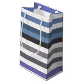 Girly Blue Gray weiträumige horizontale Streifen m Kleine Geschenktüte (Rückseite Schrägansicht)