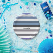 Girly Blue Gray weiträumige horizontale Streifen m Pappteller (Party)