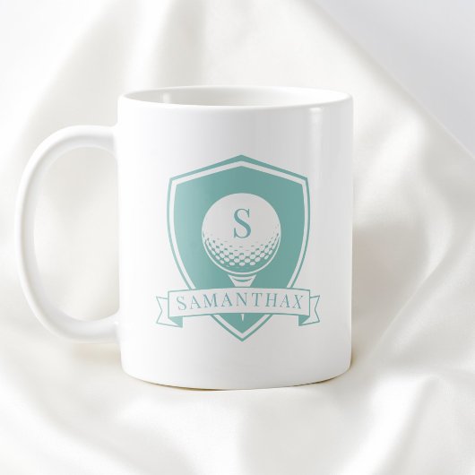Girly Blue Green Modern Name Initial Monogram Kaffeetasse