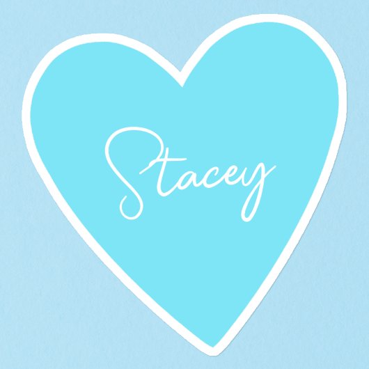 Girly Blue Heart Aufkleber mit Namen
