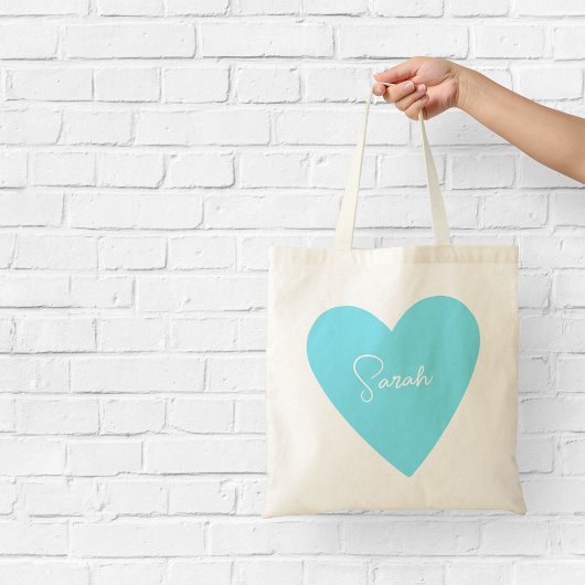 Girly Blue Heart Tasche mit Namen