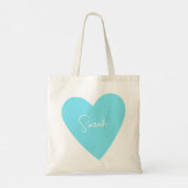 Girly Blue Heart Tasche mit Namen (Rückseite)