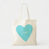 Girly Blue Heart Tasche mit Namen (Vorne)