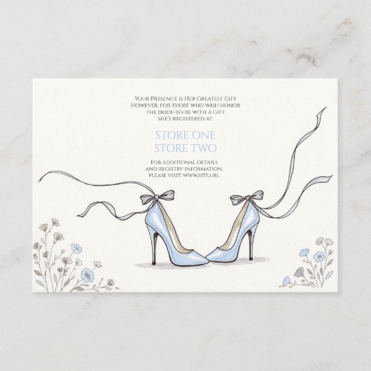 Girly Blue Heels Bridal Shower Enclosure Card Begleitkarte (Vorderseite)